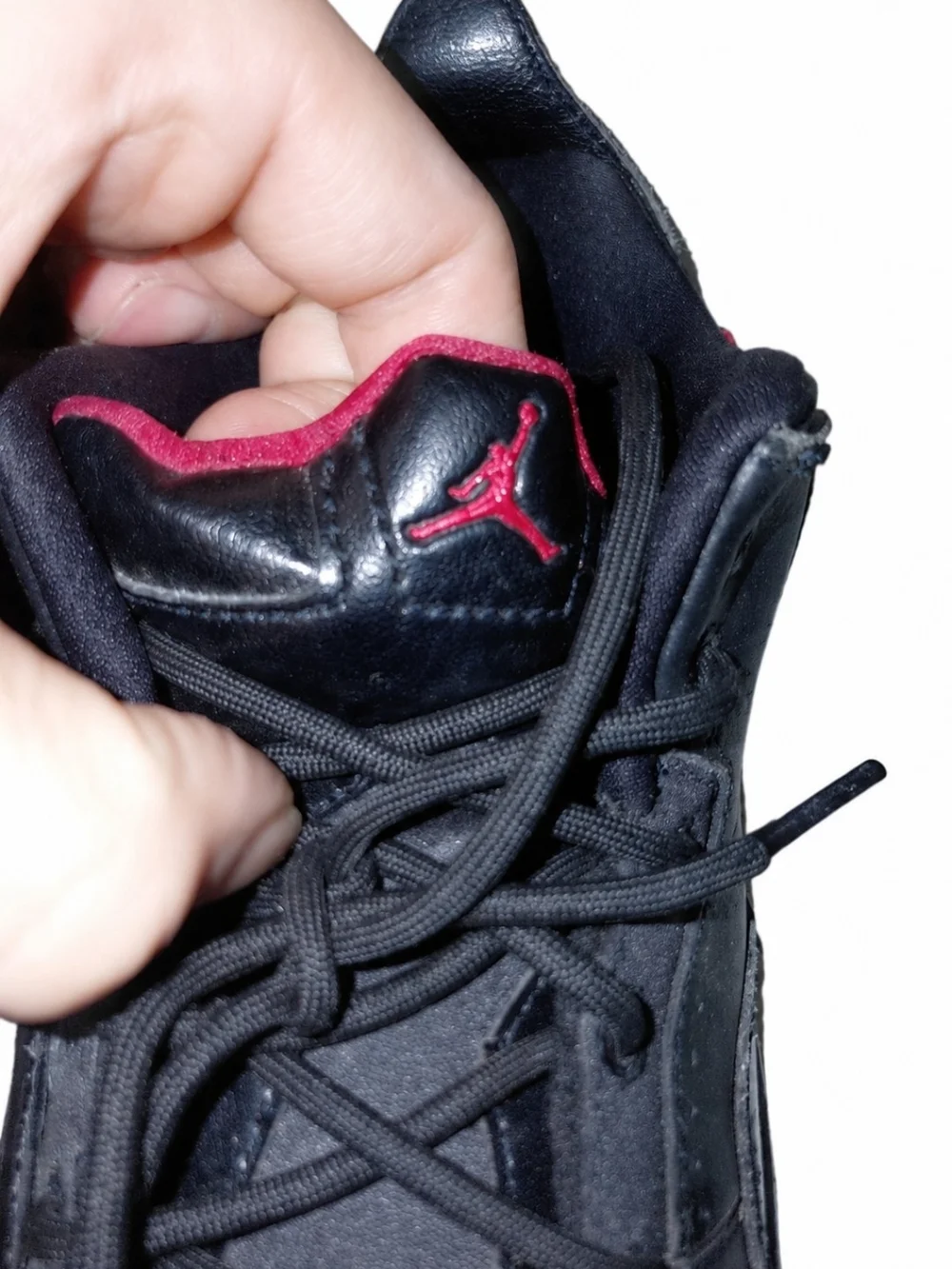 Jordan Men's Black and Red High-Top Basketball Sneakers